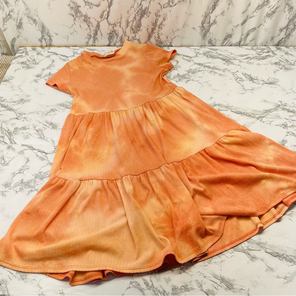 See You Monday Orange Ruffled Tiered Mini Dress Size Small - Picture 10 of 14